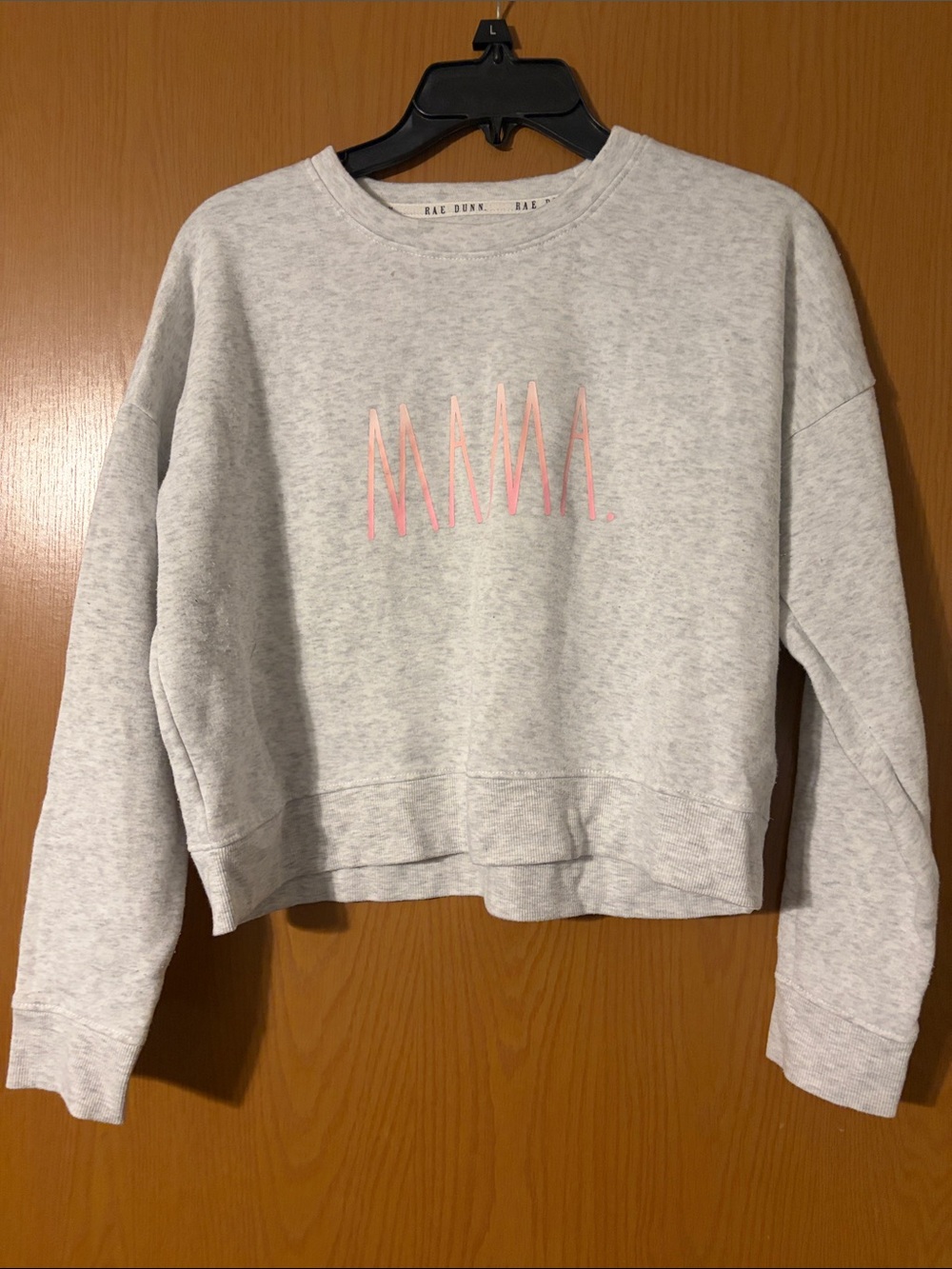 Rae Dunn Light Gray Sweatshirt with Pink Graphic
